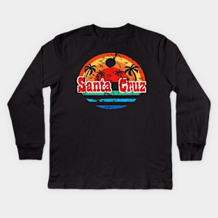 Santa Cruz Vintage Beach Sunset California Kids Long Sleeve T-Shirt